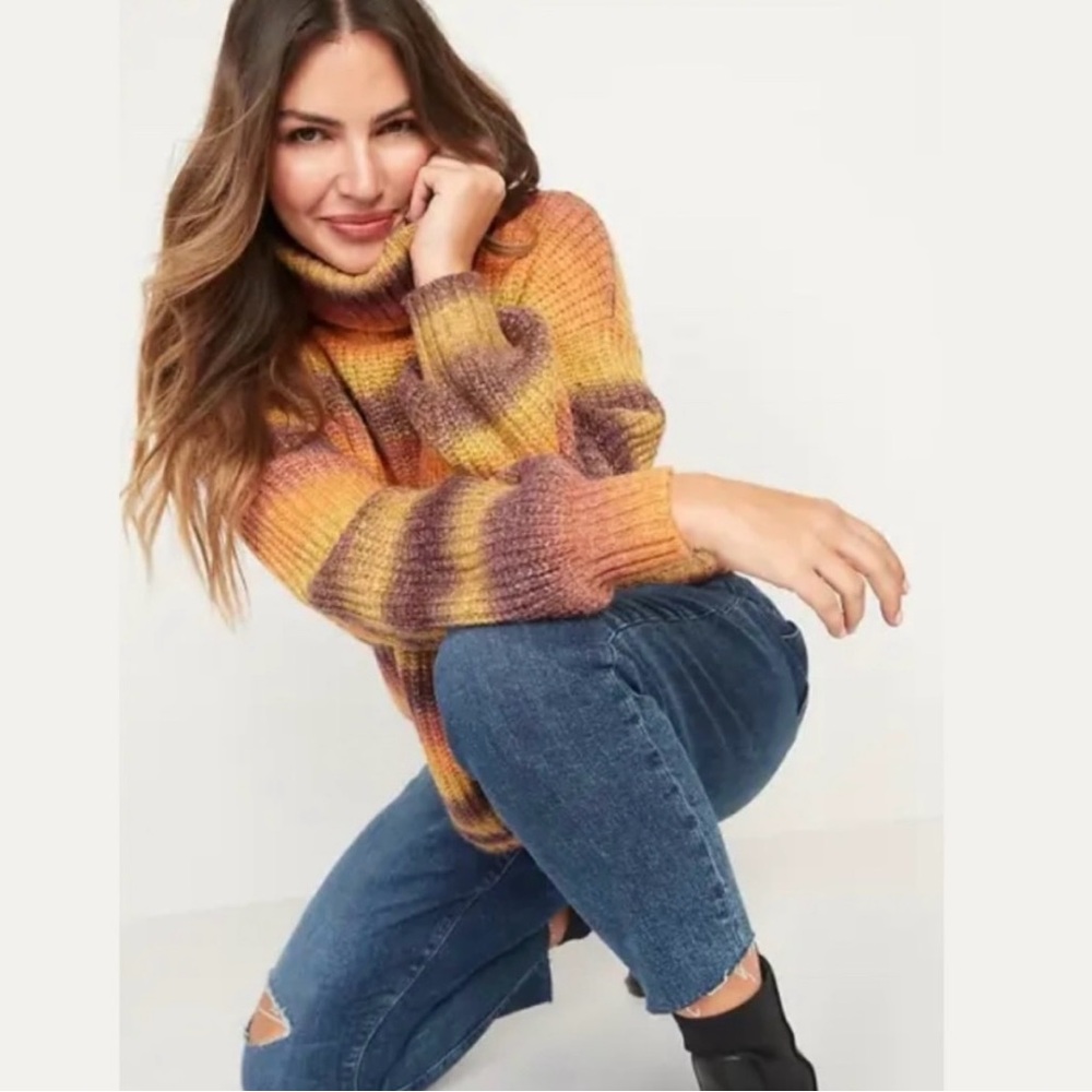 Cute and warm ombré turtleneck sweater, S Tall